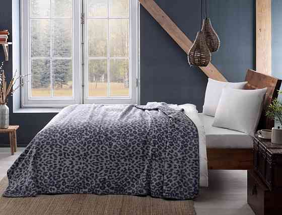 Плед tac pamuk battaniye leopard 160*220 gri #S/H Киев