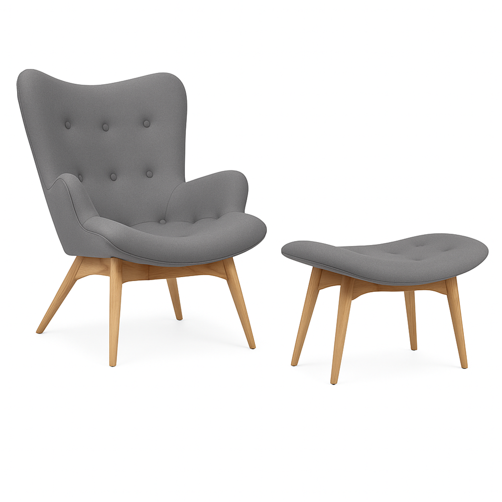 Крісло Флоріно з банкеткою сіра тканина Дніпро - зображення 1