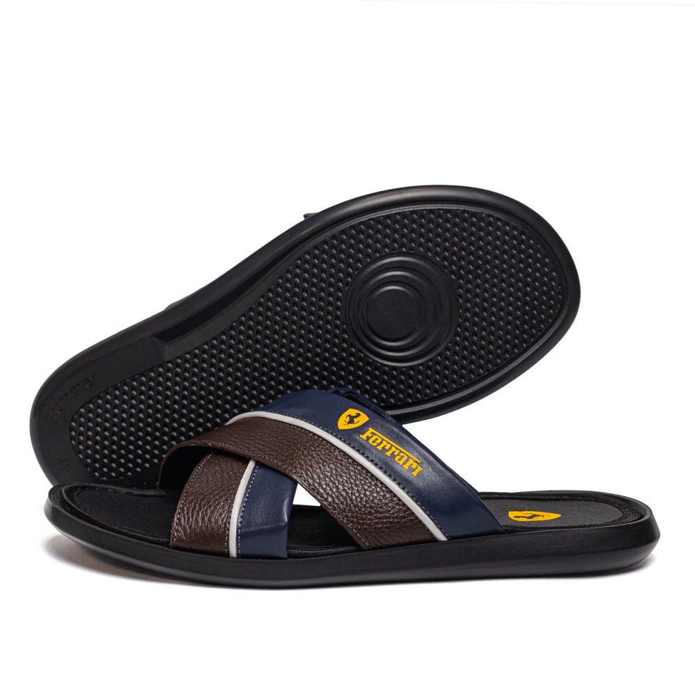 Мужские кожаные  летние шлепанцы-сланцы  Ferrari Киев - изображение 1