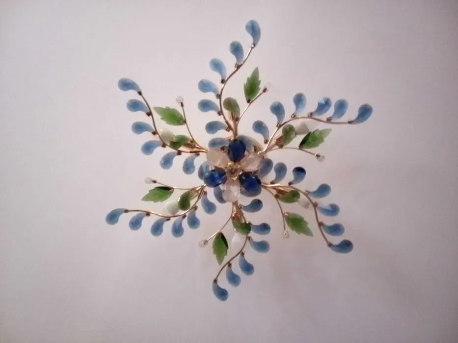 Люстра на 6 ламп, квітковий дизайн, кольорове скло Київ - зображення 1