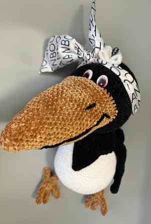 Пташка птиця велика Ворона чорна іграшка в'язана крючком м'яка ручна робота Нововолынск