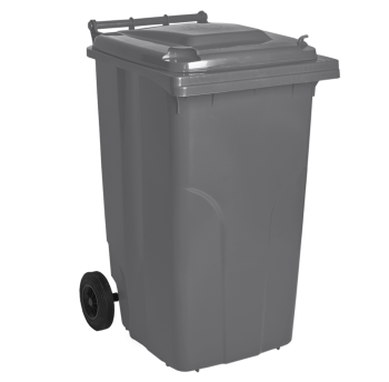 Бак для мусора на колесах с ручкой 240 литров серый Киев - изображение 1