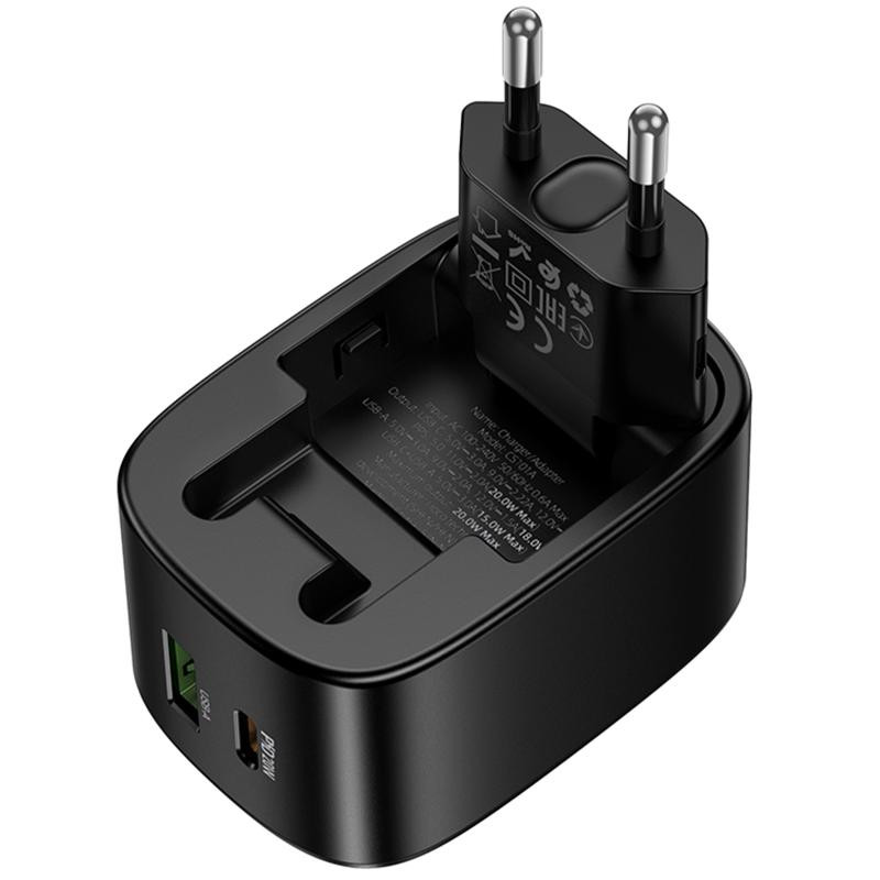 СЗУ Hoco CS101A Folding PD20W+QC3.0 (1USB-A/1C) + кабель Type-C to Type-C Херсон - зображення 6