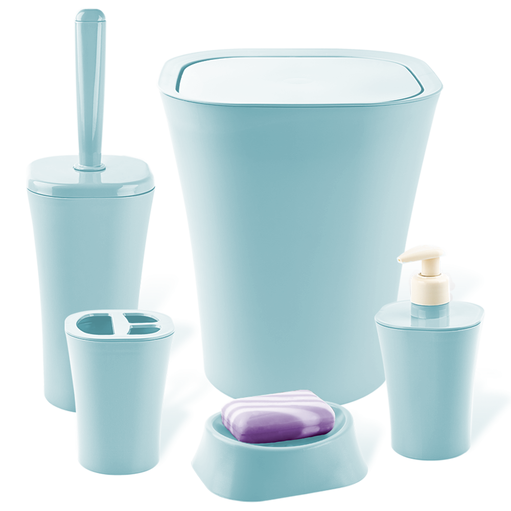 Набор для ванной комнаты Planet Papillon 5 предметов серо-голубой Киев - изображение 1