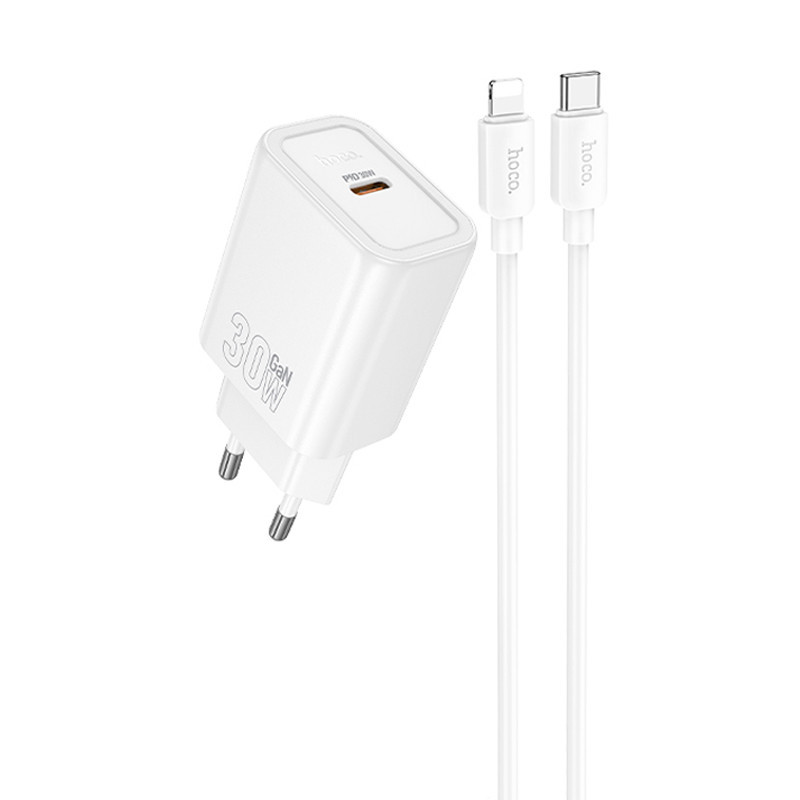 СЗУ Hoco N62 Gentle PD30W (1USB-C) + кабель Type-C to Lightning Херсон - зображення 1