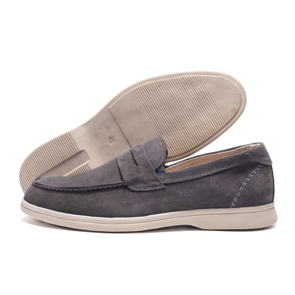 Мужские кожаные лоферы Light gray Киев - изображение 1