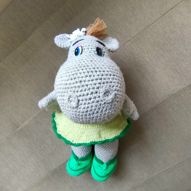 Бегемот бегемотик дівчинка іграшка м'яка в'язана гачком Нововолинськ - зображення 1