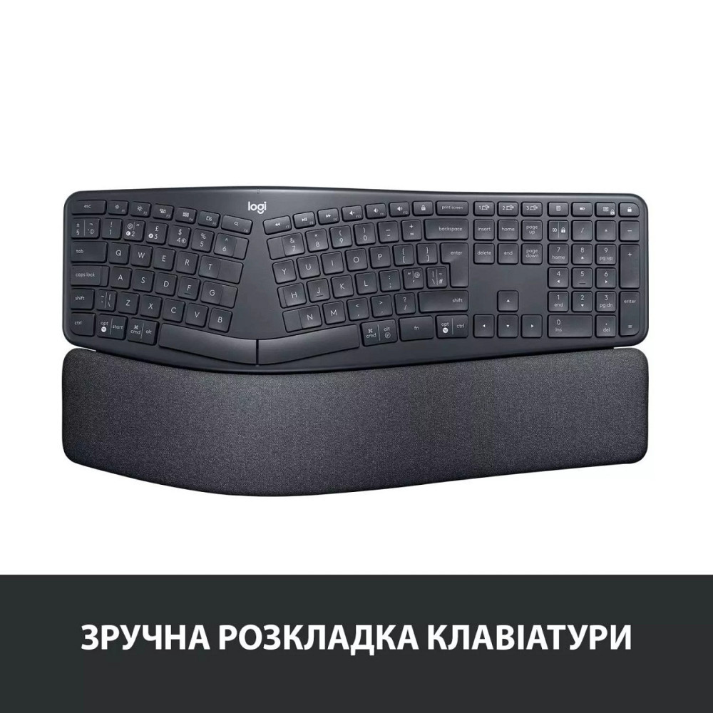 Клавиатура компьютерная безпроводная Logitech ERGO K860 Bluetooth/Wireless UA Black L920-010108 черн Київ - зображення 8