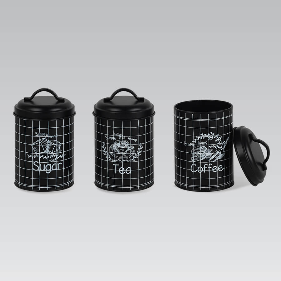 Набір банок для сипучих продуктів Maestro MR-1774-3CS 3 предмети чорний Киев - изображение 1