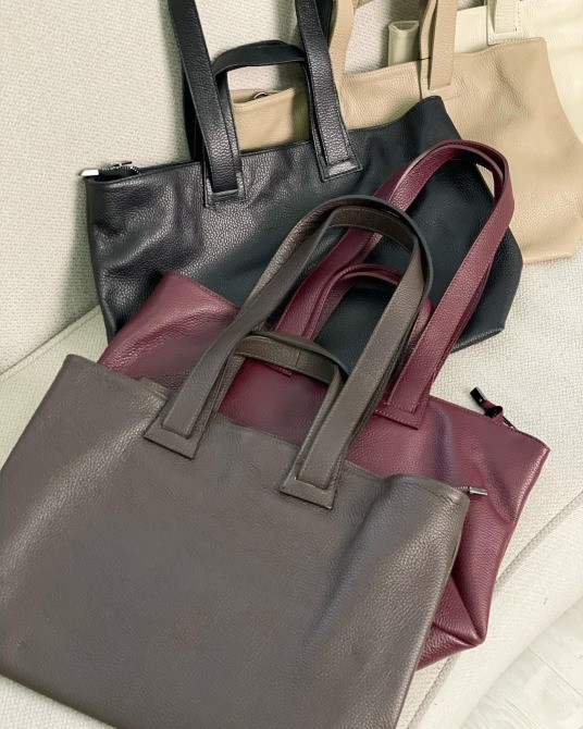 Итальянская кожаная сумка шопер А4 тауп коричневая TS000100 Киев - изображение 5