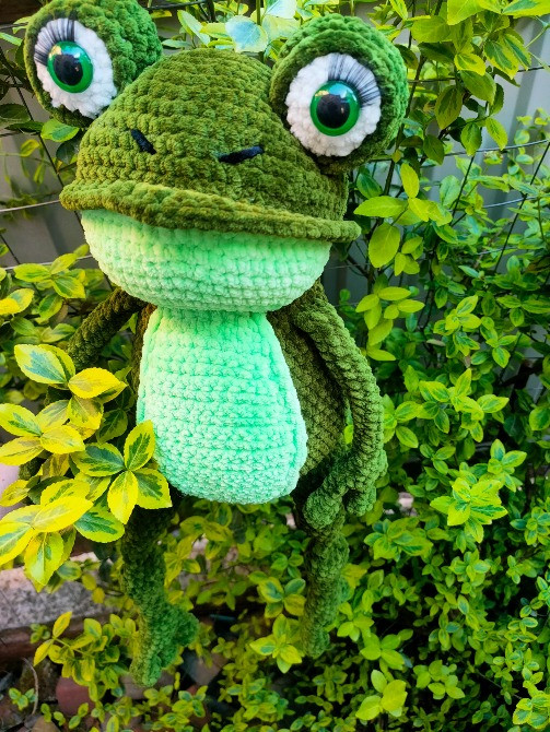 Жаба жабка 52 см іграшка в'язана м'яка дитяча гачком ручна робота Нововолынск - изображение 4