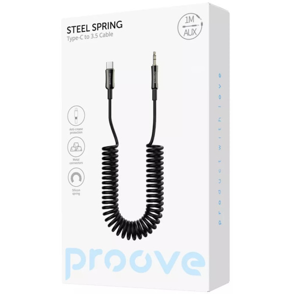 AUX кабель Proove Steel Spring Type-C to 3.5mm 1m Black (ACSS00005201) (Код товару:41622) Харьков - изображение 2