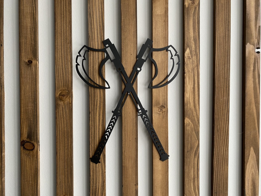 Настенный декор панно картина лофт из металла Два топора Киев - изображение 5