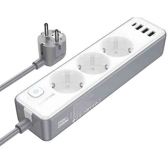 Удлинитель Borofone BAC9 Power PD20W (3USB-A/1C/3xSocket) (2m) Херсон