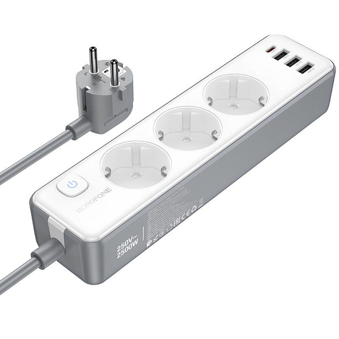 Удлинитель Borofone BAC9 Power PD20W (3USB-A/1C/3xSocket) (2m) Херсон - изображение 3