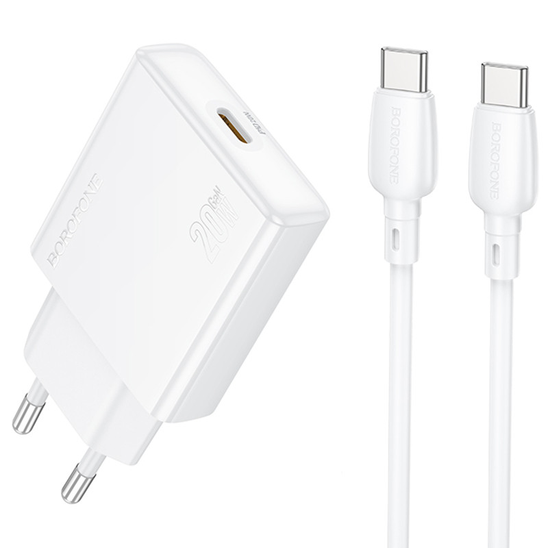 СЗУ Borofone BN23 Wish PD20W (1USB-C) + кабель Type-C to Type-C Херсон - изображение 1