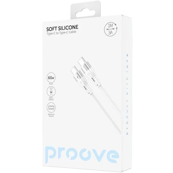 Кабель Proove Soft Silicone Type-C to Type-C 60W 1m White (CCSO60002202) Харків - зображення 4