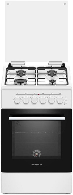 Плита кухонная газовая Grunhelm G4FG5612W (50 см) 4 конфорки газконтроль электроподжиг духовка Київ - зображення 2