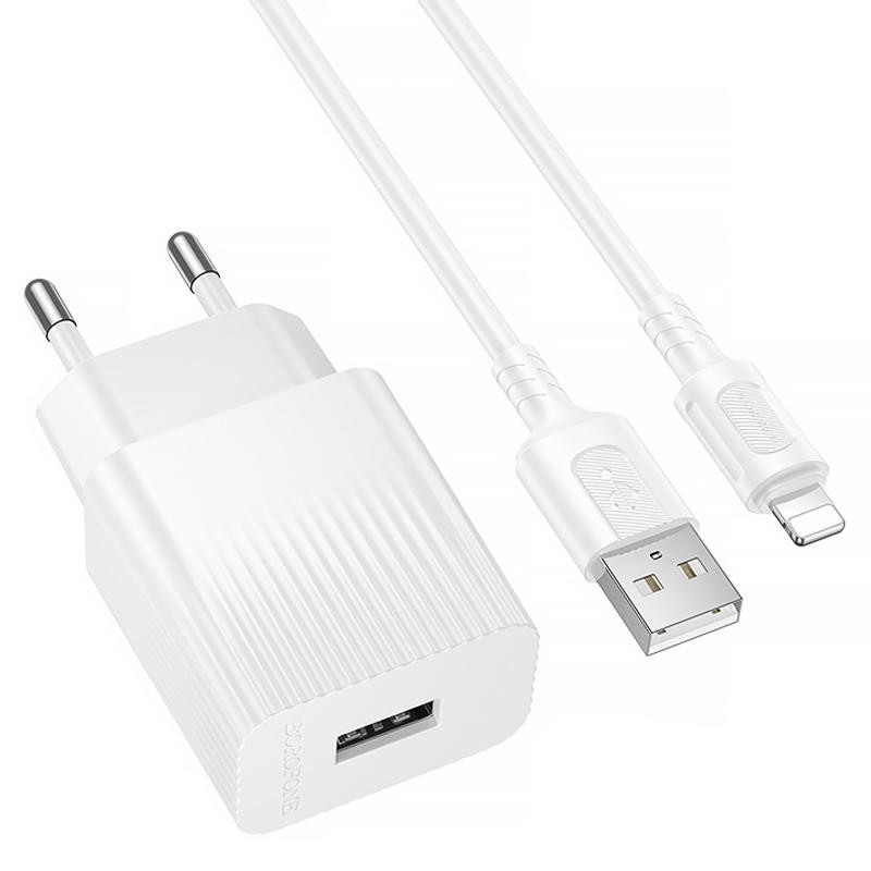 СЗУ Borofone BAS71A Source 10.5W (1USB-A) + кабель USB to Lightning Херсон - зображення 2