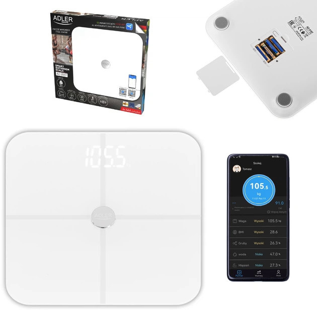 Весы напольные Adler Smart AD 8187 white 180 кг белые Киев - изображение 4