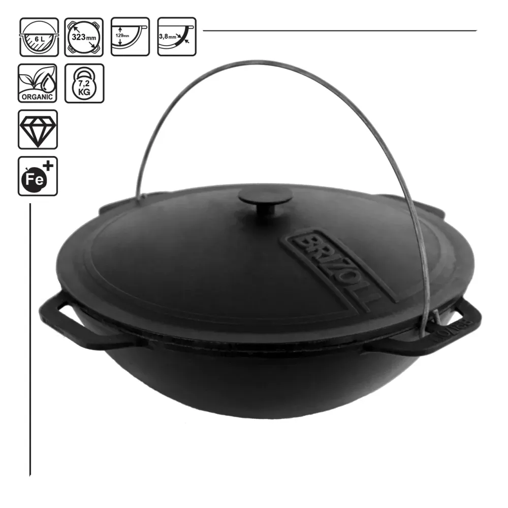 Казан азиатский с чугунной крышкой 6л Харків - зображення 1