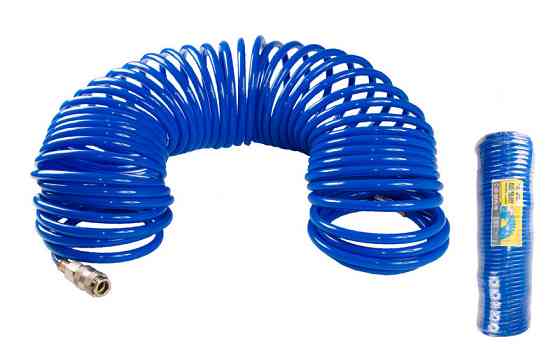 Шланг пневматический спиральный MASTERTOOL PU 15 атм 6,5х10 мм 20 м с быстросъемными соединениями 81 Харків