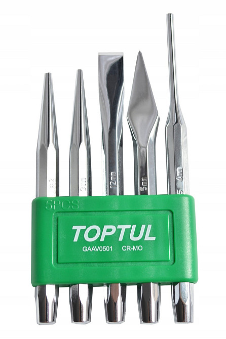 Набор кернеров, выколоток и зубил TOPTUL 5 шт. GAAV0501 Харків - зображення 4