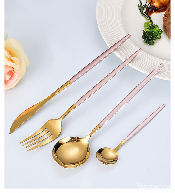 Набор столовых приборов Kitchen розовый на 6 персон Киев - изображение 7
