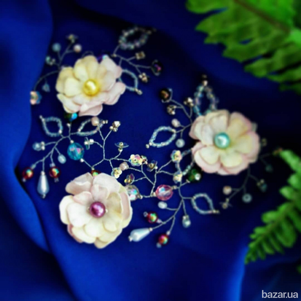 радужная сказка украшение в волосы заколка обруч для девочек розовый белый цветы Луцьк - зображення 1