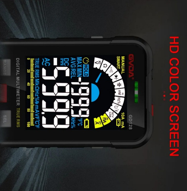 Цифровий мультиметр gvda gd128, truerms, 1000в, ac/dc вольтметр, амперметр, gd 128, кольоровий рк Кривой Рог - изображение 7