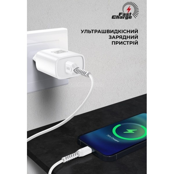 Мережевий зарядний пристрій ArmorStandart AR012 1хUSB 24W with Type-C cable White (ARM69893) (Код то Харьков - изображение 3