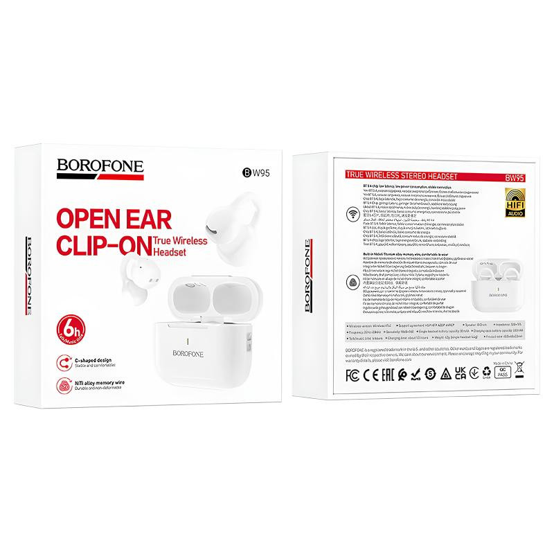 Беспроводные TWS наушники Borofone BW95 Cancion clip-on Херсон - зображення 3