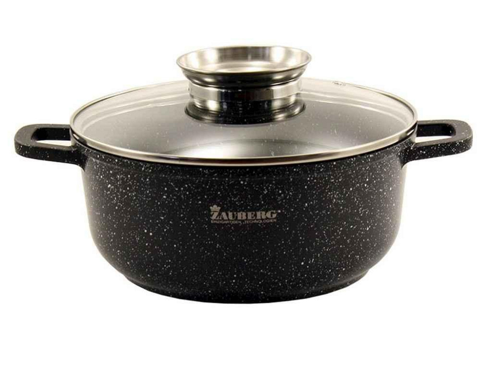 Каструля Zauberg Мрамор 0326-BL-91370 5.5 л чорна Київ - зображення 1