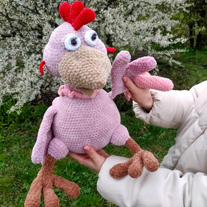Іграшка м'яка курочка курка пташка в'язана 42см велика ручна робота Нововолынск - изображение 1