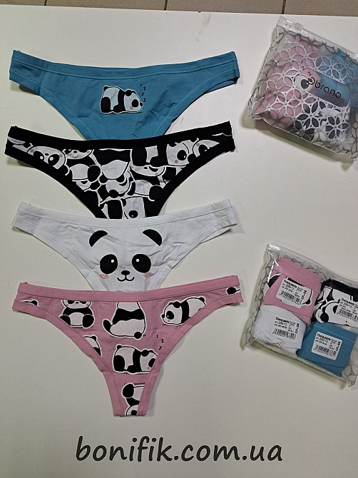 Женские цветные трусики-стринги с рисунком (4 шт./уп.) (арт. 200-12/2) Кривий Ріг - зображення 1