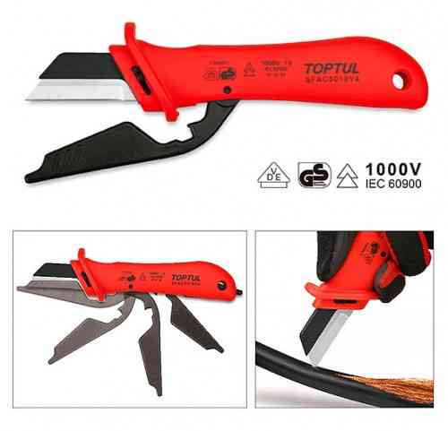 Нож для снятия изоляции с пяткой TOPTUL 1000V VDE SFAC5018V4 Харків