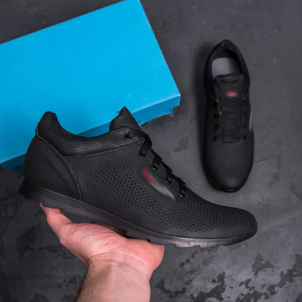 Мужские кожаные летние кроссовки, перфорация SB black Київ - зображення 8