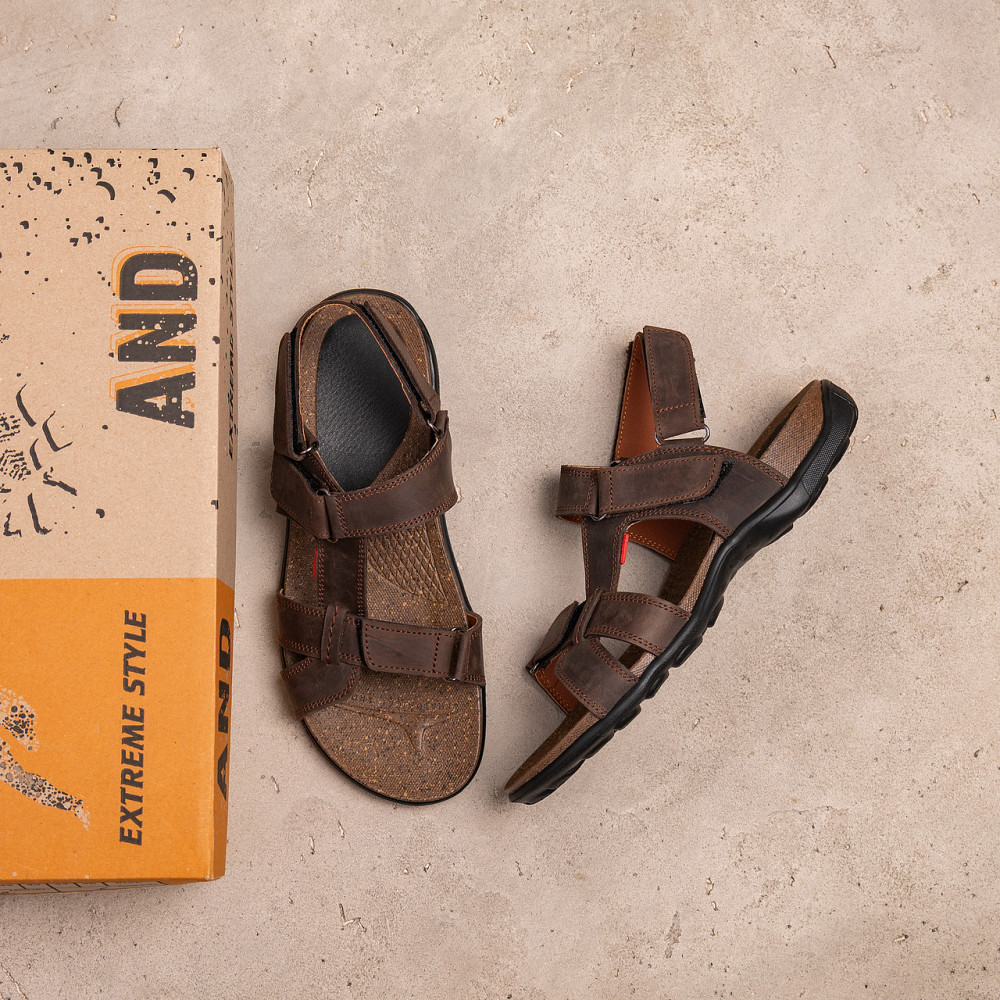 Мужские кожаные сандалии Antec Brown Киев - изображение 7
