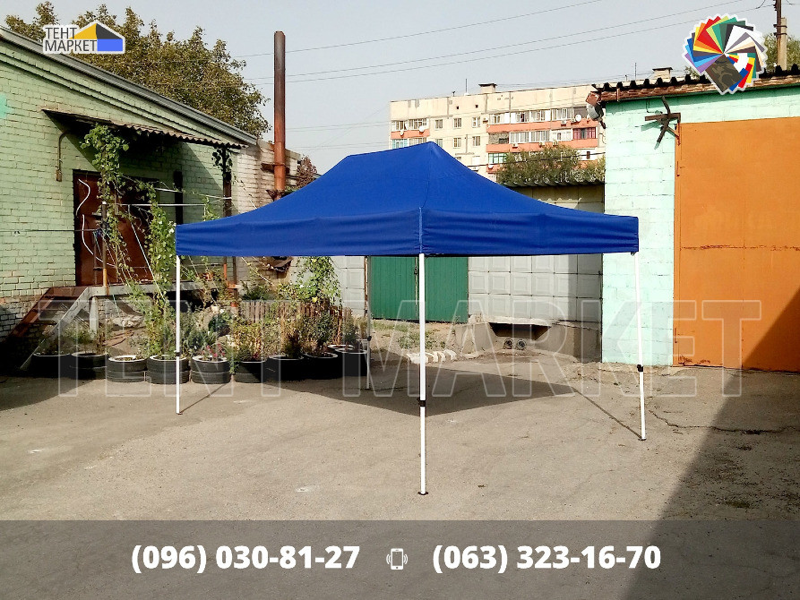 Тент купол 4.5х3 Синій TM-3 Premium дах на китайский шатер. Виготовлення Продаж тенти шатри палатки Запоріжжя - зображення 4
