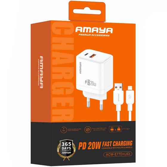 Уценка СЗУ Amaya E77D PD20W+QC3.0 (1USB-A/1C) + кабель USB to Lightning Херсон