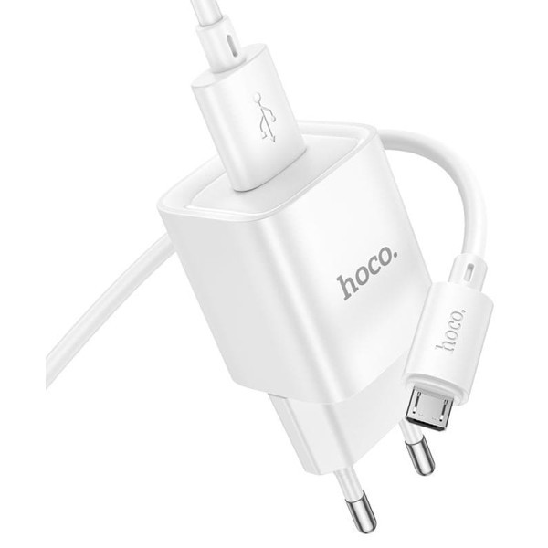 Мережевий зарядний пристрій Hoco C145A Charm QC3.0 18W 1USB 3A with MicroUSB cable White Харків - зображення 3