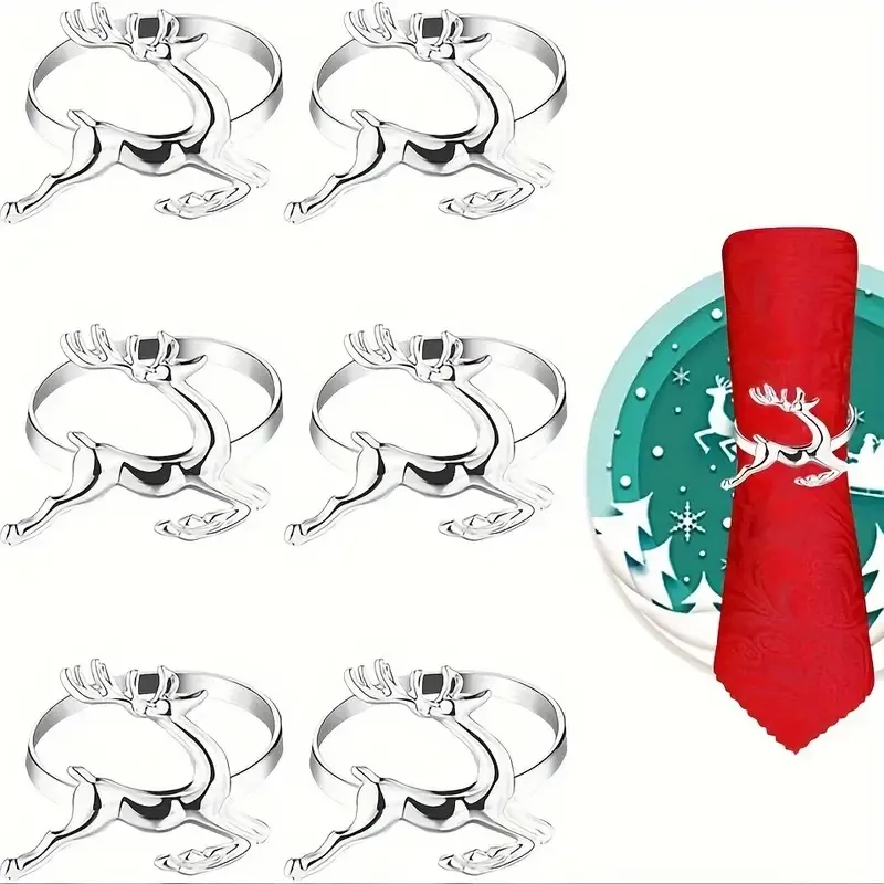 Набор колец для салфеток Олени 6 шт серебрянные Одеса - зображення 1