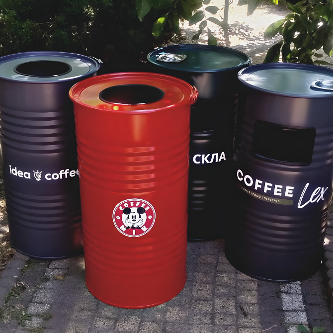 Урна з попільничкою 100 л з металевої бочки з нанесенням логотипу вашого бізнесу Київ - зображення 10