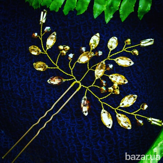 Золотое сияние шпилька заколка украшение для волос желтый золотистый Луцк - изображение 3