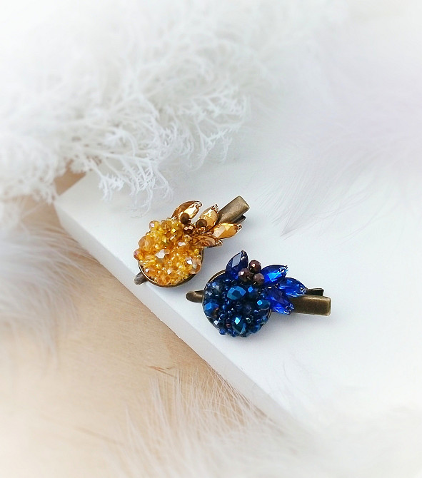 Патріотичні заколки для волосся жовтий синій пара набір заколка святкова український Луцьк - зображення 1