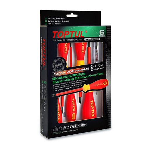 Набор отверток диэлектрических (1000V) VDE 6ед. TOPTUL GFE-0605 Харків - зображення 1