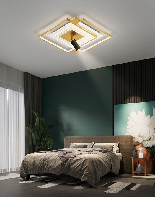 Люстра стельова LED з пультом 310-500*500-k Золото 15х50х50 см. Киев - изображение 1