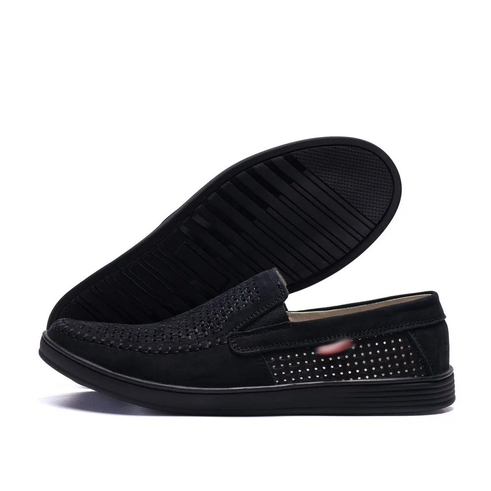 Мужские летние кожаные мокасины  LS перфорация Dark Київ - зображення 1