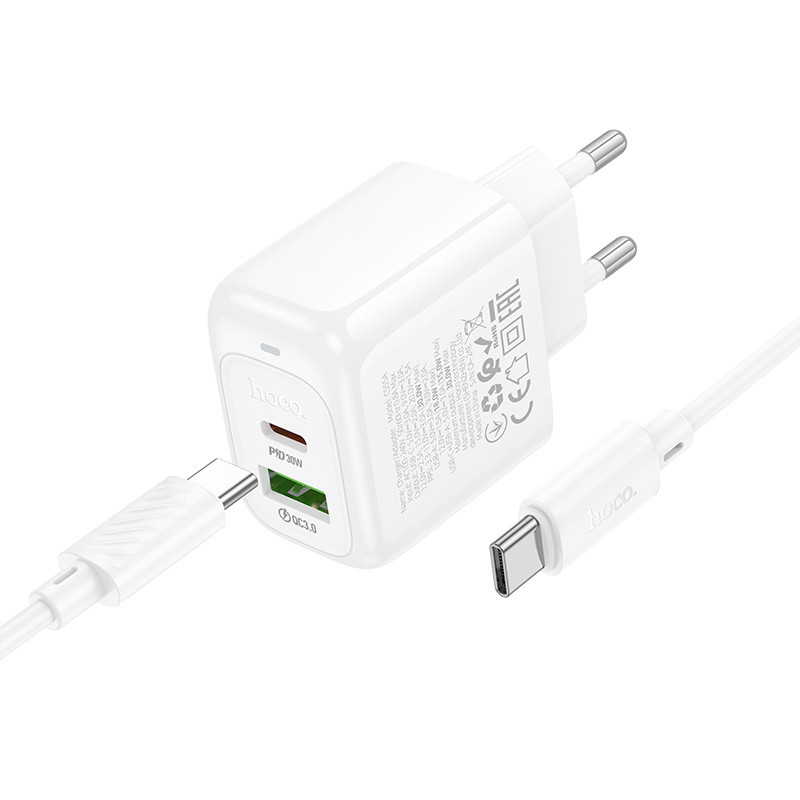 СЗУ Hoco CS55A Surplus PD30W+QC3.0 (1USB-A/1C) + кабель Type-C to Type-C Херсон - зображення 2