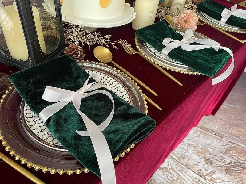 Салфетки бархатные Leeseph 45х45см зеленые 6 штук Одеса - зображення 2